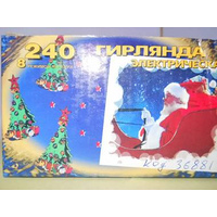 Гирлянда эл. 20ламп LED 4м с насадками СОСУЛЬКИ пр.пров., 8 режимов, IP-20 Белый (соед)