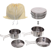 Набор походной посуды 4 предм. (2 котелка 700/970мл, сковорода 15*3см, тарелка 13*1см) CW-300