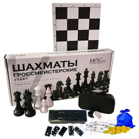 Игра 4в1 (шахматы, шашки,нарды,домино) пласт. Интеллект